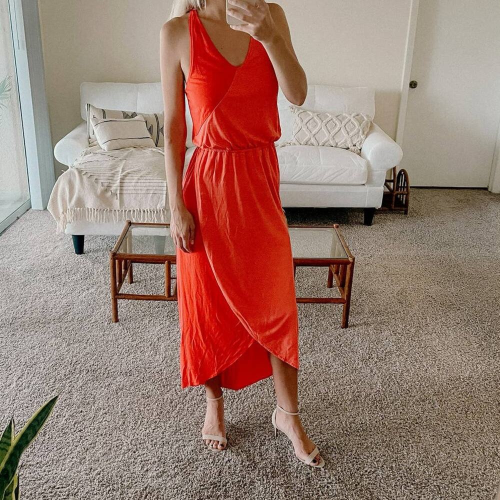 Mossimo Pink and red wrap midi dress